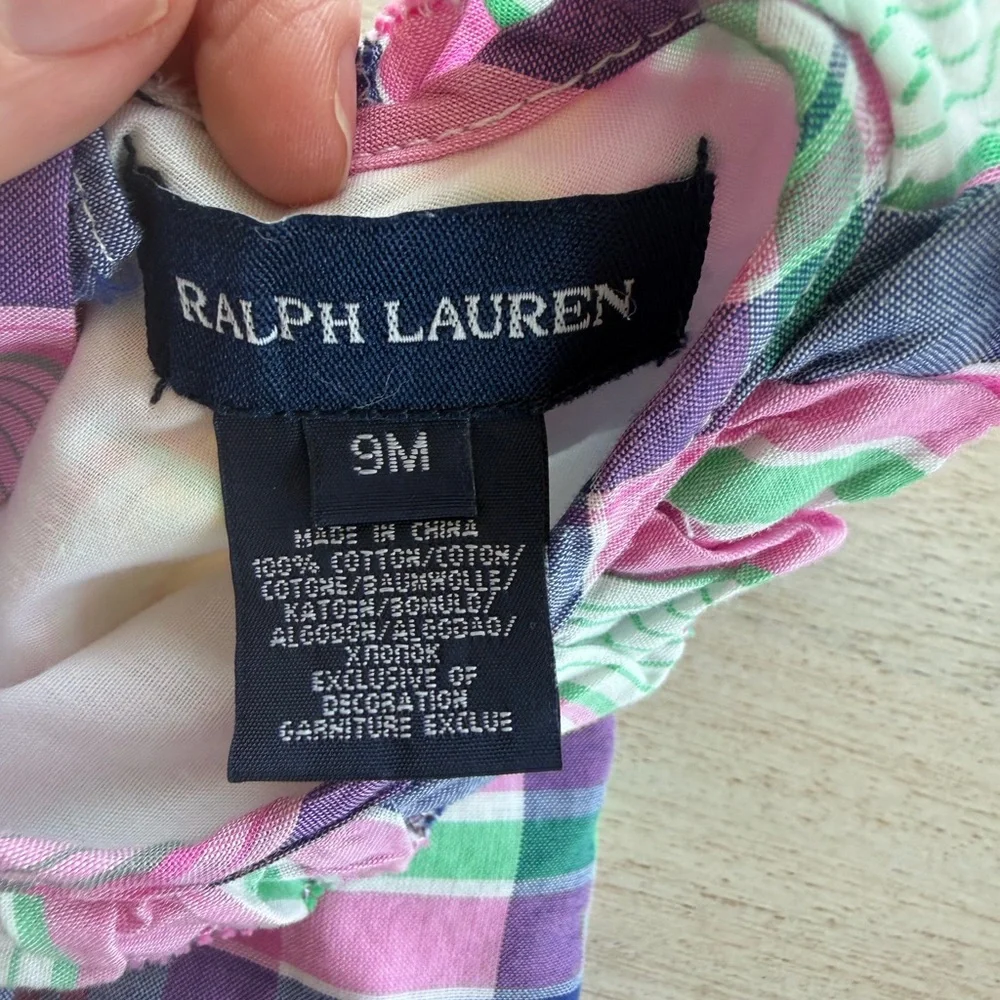 Ralph Lauren Baby Plaid Ruffle Dress Multi-Color, 9 Months
